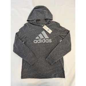 Adidas Youth Hooded Long Sleeve Grey T-shirt M 10/12 NWT